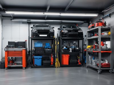 Professional diagnostic equipment and computer scanner used for engine diagnostics in automotive repair shop
